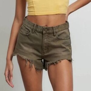 BDG Urban Outfitters 28 Cheeky Short Green Denim Frayed Distressed